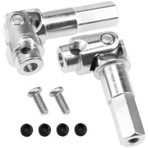 Vgoohobby 2Pack Universal Steering Joint Drive Shaft Front Axle Dogbone for Kobelco RC Excavator WPL C14 C24 C34 B24 B36 MN Model D90 D91 MN99S RC Car Silver