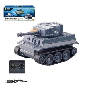 1/8 Scale RC Tiger Tank Remote Control Military Vehicle Model with LED Lights and Rotating Turret