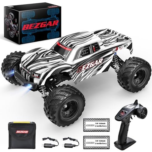 BEZGAR HM121 1/12 Scale Best Offroad RC Truck 4x4 Waterproof High Speed 45 KM H Remote Control Car with 2 Rechargeable Batteries
