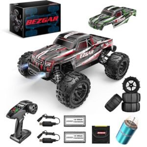 BEZGAR HM165 1/16 Scale Brushless Remote Control Truck 52kmh High Speed 4WD Off Road RC Car Crawler with 2 Rechargeable Batteries Perfect for RC Hobby Seattle Enthusiasts