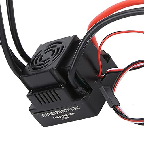 Hobbywing 120A RC ESC Brushless Waterproof Electronic Speed Controller for Best Nitro RC Car Under 300 with 4mm Banana T Connector and Fan