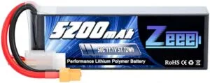 Zeee 3S Lipo Battery 5200mAh 50C 11.1V RC Airplane Batteries Lipo with XT60 Connector for Helicopter Quadcopter Car Truck Boat