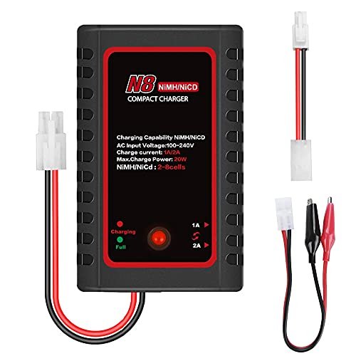 MMOBIEL N8 Intelligent Charger for 2S to 8S 2.4V to 9.6V Nimh NiCD LiPO Batteries with Mini Tamiya Connection and Alligator Clips