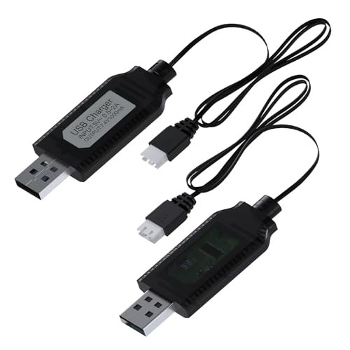 MMOBIEL USB Charger Cable 7.4V 2S LiPo Li ion Batteries 2X USB to XH 3P Connector 1A Charge Adapter Best Charger for RC Lipo Batteries