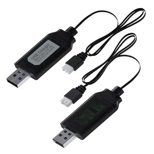 MMOBIEL USB Charger Cable 7.4V 2S LiPo Li ion Batteries 2X USB to XH 3P Connector 1A Charge Adapter Best Charger for RC Lipo Batteries