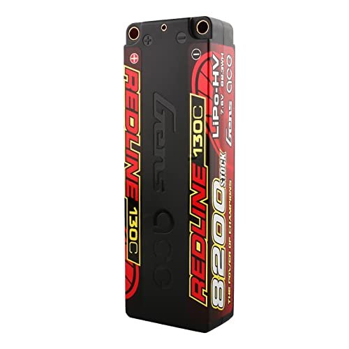 Gens ace Redline Series 2S Lipo Battery 7.6V 8200mAh 130C HardCase HV Lipo Battery Pack with 5.0mm Bullet for RC Racing Cars