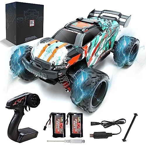 RC Monster 1/18 Scale RC Semi Trucks High Speed 4WD Off Road Remote Control Car with 2 Rechargeable Batteries for Boys and Adults