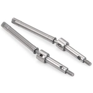 MORLORDY 2Pcs RC Stainless Steel Front Drive Shaft Steering CVD Set for 1/24 RC Crawler Car SCX24 Upgrades AXI90081 AXI00001 AXI00002 Deadbolt C10 JLU Accessories Enhancing RC Car Front Wheel Mechanism