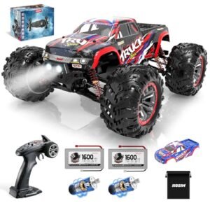 Hosim 1/10 Scale High Speed RC Monster Truck 48 KMH 4WD Remote Control Car with LED Lights for Adults and Kids Red