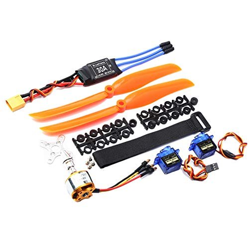 RC Plane Wing Building Jig Kit with 1400KV Brushless Motor 30A ESC and SG90 9G Servo for DIY Fixed Wing Aircraft