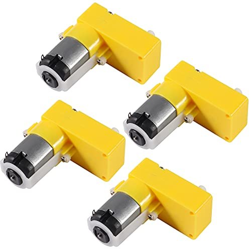 Dorhea 4PCS DC Electric Gear Motor L Shape Dual Shaft 3V 6V for Arduino DIY Smart Car Robot Toys