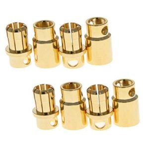 Heyiarbeit 4 Pairs 8mm Bullet Connector Gold Plated Banana Plug Male Female for RC Lipo Battery ESC Motors