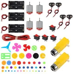 DIY RC Motor Propeller Kit with Electric DC TT Motors Plastic Gears AA Battery Holder and 9V Clip for Science Projects
