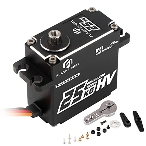 FLASH HOBBY M25BHW Waterproof IP67 25kg Full Aluminum Case High Torque Digital Brushless Motor Servo for RC Crawler Car Robot Truck Parts Free RC Hobby Catalogs