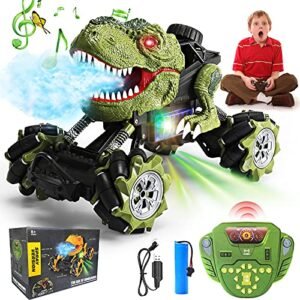 Pamopamo 1:16 Dinosaur RC Monster Truck with Music LED Lights and Spray Mist the Best RC Monster Truck for Adults and Kids