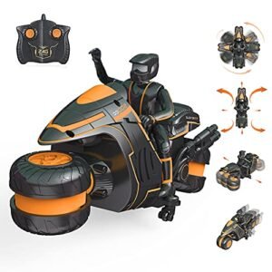 GX YJWNY RC Drift Motorcycle Rechargeable Batteries 2WD 2.4Ghz High Speed Remote Control Motorbike for Kids Ages 4 12