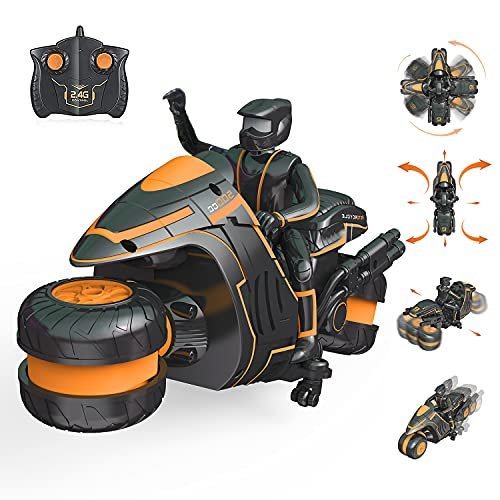 GX YJWNY RC Drift Motorcycle Rechargeable Batteries 2WD 2.4Ghz High Speed Remote Control Motorbike for Kids Ages 4 12
