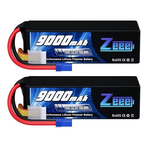Zeee 6S Lipo Battery 9000mAh 22.2V 100C Soft Case RC Battery EC5 Connector Perfect for RC Willey Kitchen Appliance Packages and Hobbies 2 Pack