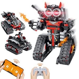 Sharper Image Toy RC Robot Combat Set VINTOP 3 in 1 STEM Remote APP Controlled Building Kit for Kids 419 Pcs Educational Blocks
