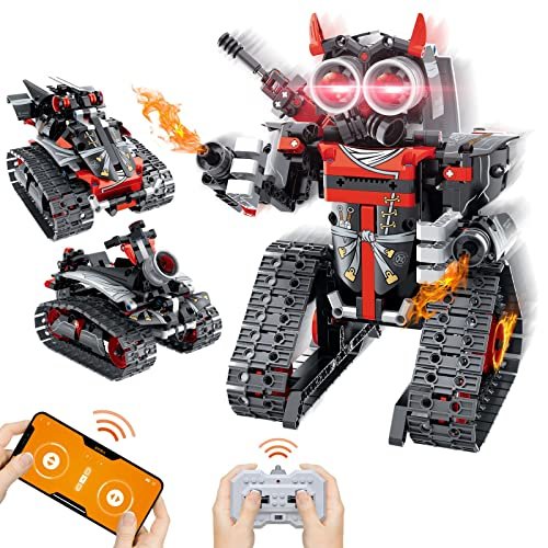 Sharper Image Toy RC Robot Combat Set VINTOP 3 in 1 STEM Remote APP Controlled Building Kit for Kids 419 Pcs Educational Blocks