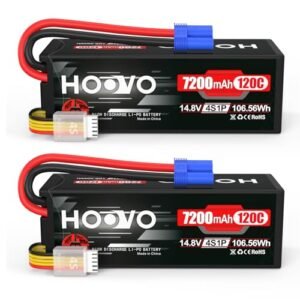 HOOVO 4S 14.8V 7200mAh 120C RC Lipo Battery Hard Case with EC5 Connector for RC Car with Lipo Battery Buggy Truggy Crawler Monster Car Boat Truck 2 Pack