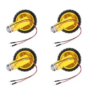 AEDIKO 4 Sets TT Motor DC 3 6V Gearbox Motor Dual Shaft 200RPM Ratio 1 48 Motor with Tire Wheel Kit for Arduino RC Motor DIY Smart Car Robot