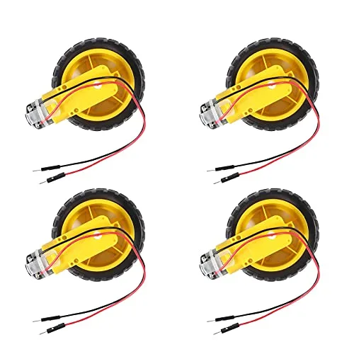 AEDIKO 4 Sets TT Motor DC 3 6V Gearbox Motor Dual Shaft 200RPM Ratio 1 48 Motor with Tire Wheel Kit for Arduino RC Motor DIY Smart Car Robot