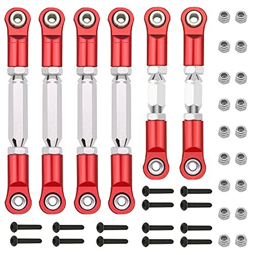 AIYIHOBBY Aluminum Adjustable Tie Rods Turnbuckles Toe Links Set for Arrma 4x4 RC Truck Senton Granite 550 Replacement Parts AR330446 AR330515 Red