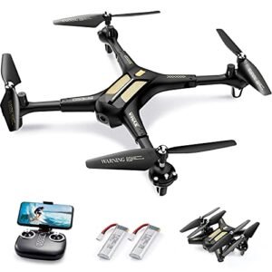 SYMA X5SW RC 2.4G 6 Axis FPV Quadcopter Drone with Camera for Adults Kids Foldable Remote Control Altitude Hold Headless Mode One Key Start 3D Flips 2 Batteries
