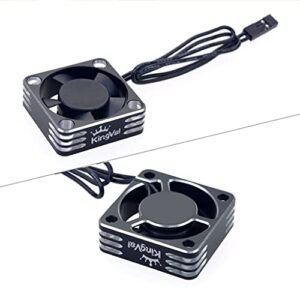 KingVal 2PCS 30x30mm Aluminum 28000RPM Drill Motor RC Car Cooling Fan for 1/8 1/10 1/12 Scale 540 550 Motors Black Silver