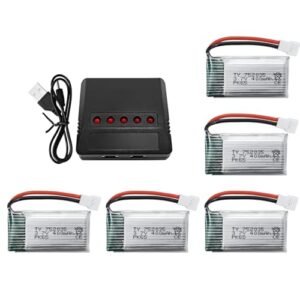 Sea Jump 5PCS 3.7V 400mAh High Rate Lithium Battery with 5 in 1 Charger for Drones Ending in RC