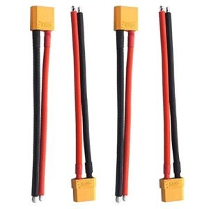 JFtech XT90 Connectors Male Female Plug with 100mm 12 AWG Soft Silicone Wire Cable for RC Airplane Quadcopter FPV Drone Lipo Battery ESC DIY Yellow