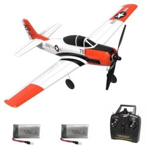 Volantex RC Airplane 2.4Ghz 4 Channel Remote Control Aileron Sizing RC Airplane T28 Trojan Parkflyer Ready to Fly with Xpilot Stabilization System