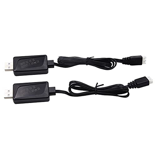 Blomiky 2 Pack 7.4V 1.6A Fast USB Charger Cable for RC Powered Construction Vehicles Drones Boats and Trucks with XH 3P Connector