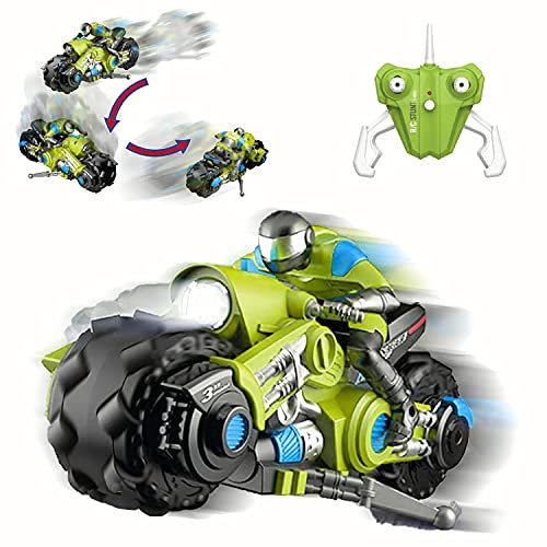 Liberty Imports 2.4Ghz RC Wheels Motorcycle Remote Control Stunt Drift Bike Racing Vehicle with 360 Spinning Wheels and Riding Figure Green
