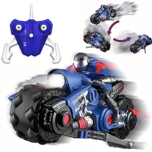 Liberty Imports 1 10 RC Motorcycle Remote Control Stunt Drift Bike Racing Vehicle with 360 Spinning Wheels and Riding Figure Blue