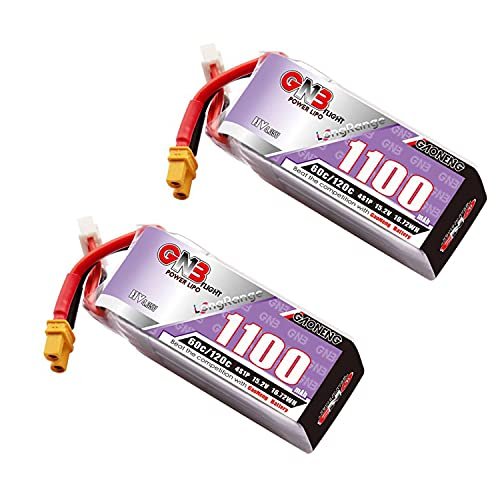 GAONENG 2PCS GNB 4S LiPo Battery 1100mAh 60C 15.2V HV High Voltage XT30 Connector for Long Range Drone FPV