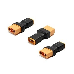JFtech 3 pcs No Wires XT90 Connector Female to XT60 Connector Male XT-90 XT-60 Wireless Conversion Adapter for RC Hobby Model FPV Drone Car Lipo NiMH Battery, Black