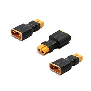 JFtech 3 pcs No Wires XT90 Connector Male to XT60 Connector Female XT-90 XT-60 Wireless Conversion Adapter for RC Hobby Model FPV Drone Car Lipo NiMH Battery Charger, Black