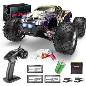 BEZGAR HM164 Tacoma RC Hobby Grade 1/16 Scale Remote Control Truck 4WD High Speed 52 kmh Off Road RC Monster Vehicle with 3 Rechargeable Batteries