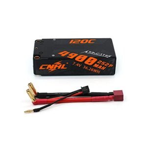 CNHL 4900mAh 2s Shorty Lipo Battery 7.4V 120C Hard Case with 5mm T Plug Perfect for Aquacraft Boats RC and Other RC Vehicles