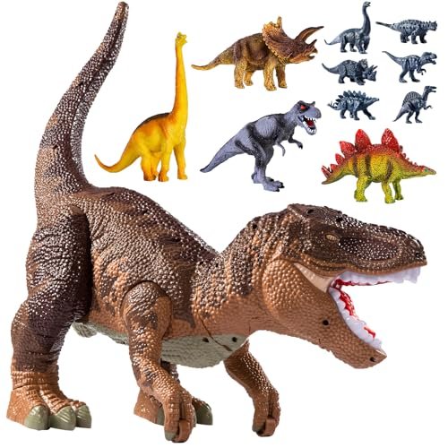 Temi Large Dinosaur Toys for Kids 3 5 Tyrannosaurus with Mist Spray Big Hollow Stored with 10 Small Dinosaur Figures Light and Sound Toddler Boy Toys 3 4 Birthday Gifts for Boys and Girls at The Zoom Room RC Toys and Hobbies