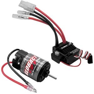 GLOBACT Waterproof 550 Brushed Motor 12T and 80A ESC Brushed Motor ESC Combo BEC 5A 7.4V/6.4V for 1/10 RC Truck Car Slash 2WD 4×4 Arrma Granite Senton Typhon 4×4 Redcat Axial HPI (Tamiya Plug)