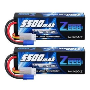 Zeee 3S Lipo Battery 5500mAh 11.1V 120C Hard Case with EC5 Connector for Pavati RC Boats and 1/8 1/10 Scale Vehicles 2 Pack