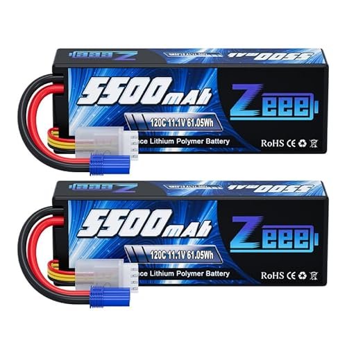Zeee 3S Lipo Battery 5500mAh 11.1V 120C Hard Case with EC5 Connector for Pavati RC Boats and 1/8 1/10 Scale Vehicles 2 Pack