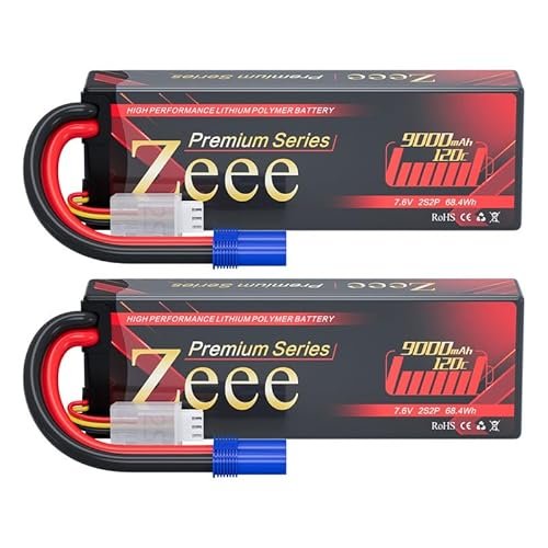 Zeee Premium Series 2S Lipo Battery 9000mAh 7.6V 120C Hard Case with EC5 Connector for RC Semi Trucks Cheap
