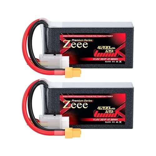 Zeee Premium Series 3S Lipo Battery 4200mAh 11.4V 120C with XT60 Plug the Best Battery Powered RC Helicopter and More 2 Pack