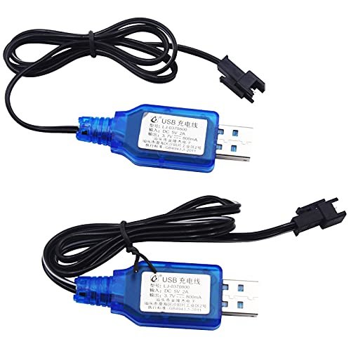 Blomiky 3.7V 800mA Fast USB Charger Cable with SM 2P Connector for Fast Lane RC Boat Searunner and Other 3.7V Lithium Lipo Battery Devices