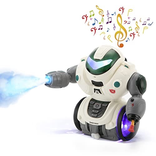 FLYINTOYS Interactive Educational Robot Toy for Kids with LED Lights and Spray Function