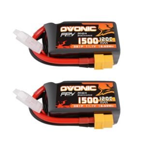 OVONIC Best RC Boat Lipo Battery 11.1V 120C 1500mAh 3S with XT60 Plug for FPV Racing Drone Quadcopter Helicopter Airplane RC Car Models 2 Pack